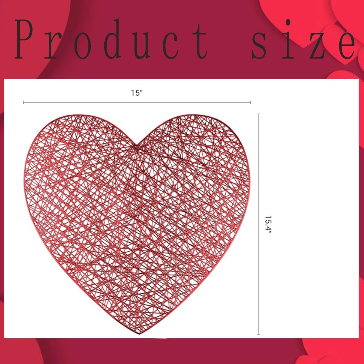 Valentine Day Heart Placemats Set of 4 Happy Valentine Day Dining Table Place Mats for Restaurants Hotels and Wedding Home Décor (Red) image 3
