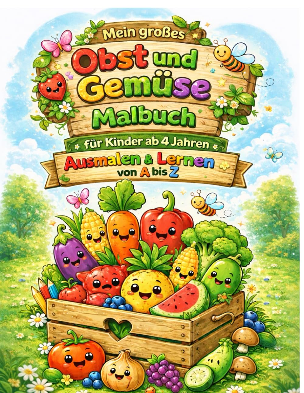 Obst & Gemüse von A bis Z: Malbuch für Kinder ab 4 Jahren