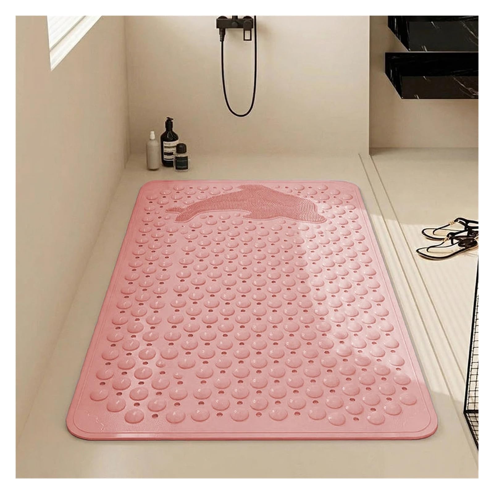 Alfombra Ducha Antideslizante con ventosas, Almohadilla de bañera Masaje Hueca hidrofóbica, Alfombrilla Suelo baño Gruesa Drenaje rápido(Color02,540MMx850MM)