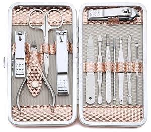 Manicure Set Professional Nail Clippers Kit Pedicure Care Tools- Stainless Steel Grooming Kit 12Pcs for Travel or Home