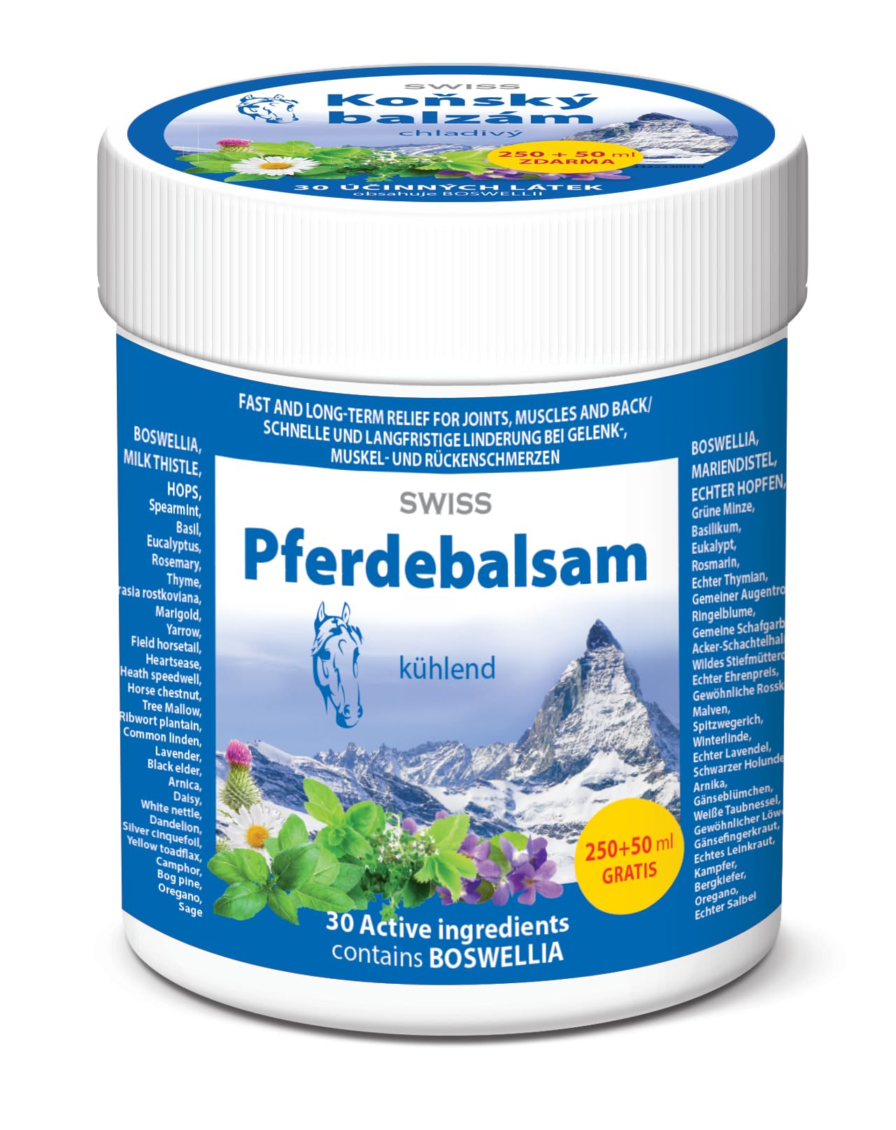 SWISS Bálsamo refrescante para caballos, 300 ml contra el dolor de articulaciones, músculos y espalda.