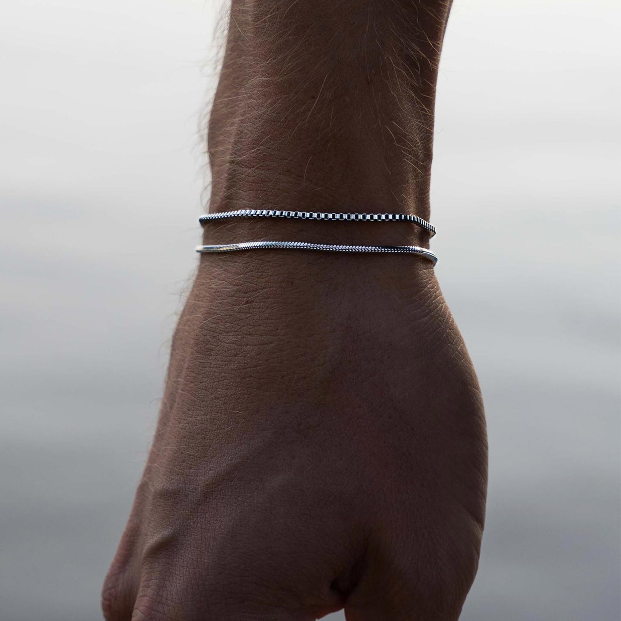 Pulsera de plata para hombres y mujeres, pulsera de acero inoxidable, pulsera de eslabones cubanos apilados, conjuntos de pulseras de cadena de plata, paquete de pulseras de plata para hombre 6