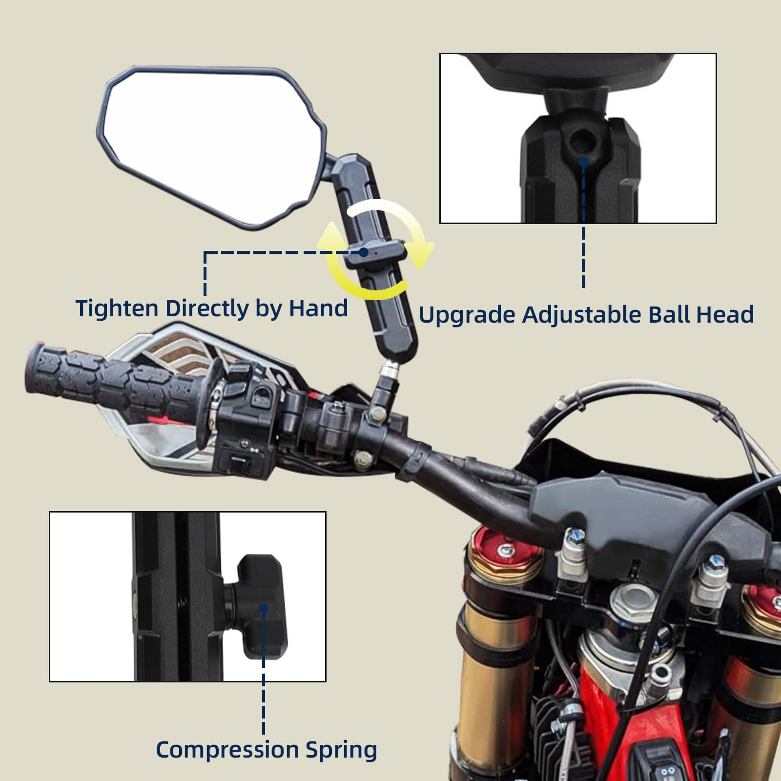 IUVWISN Rétroviseurs Moto Universels - Réglage 360° - Pour Guidon 22mm - Style Café Racer