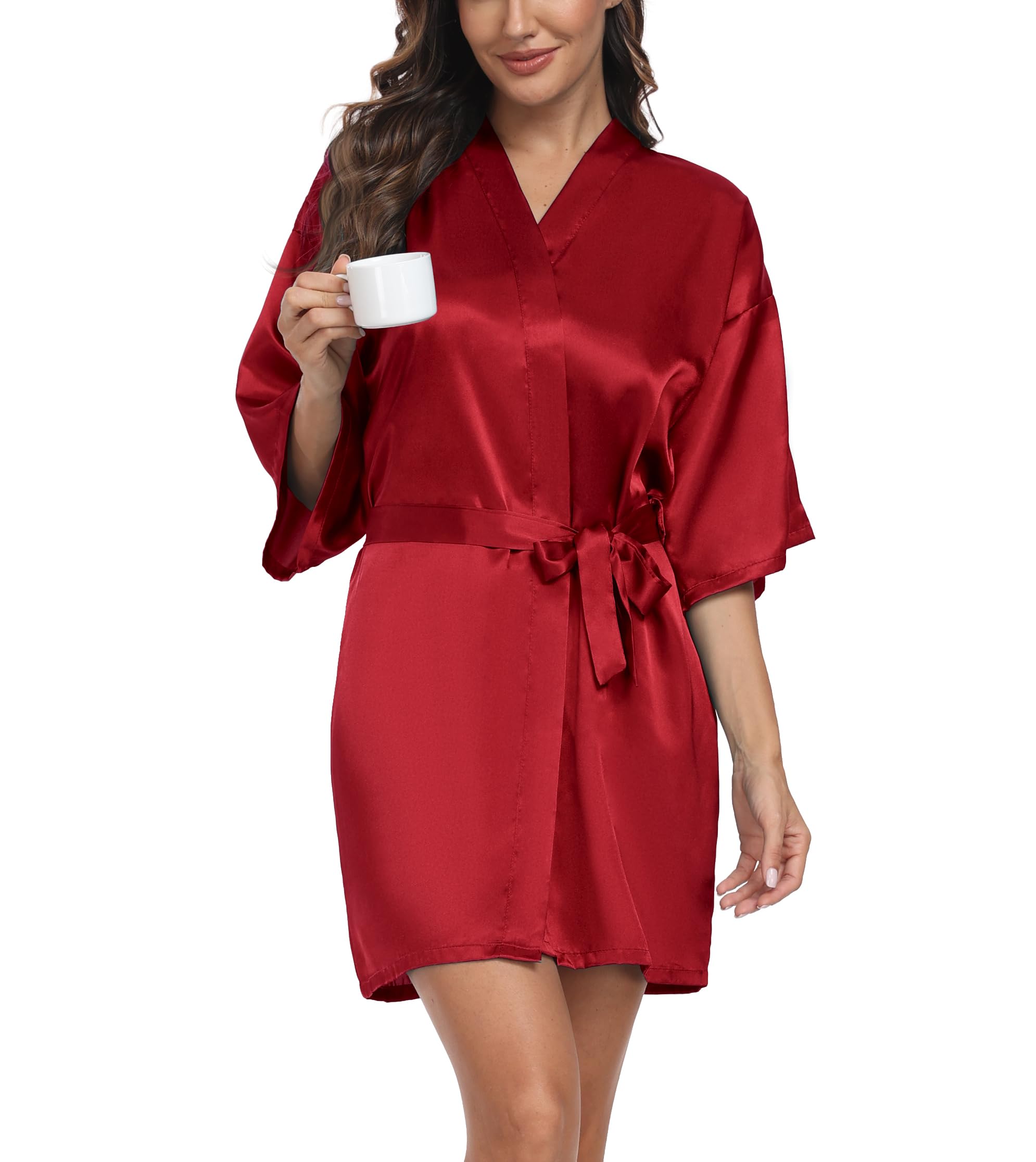 Trek Forte Accappatoio Corto da Donna in Raso Vestaglia Donna Kimono Sexy Pigiama Vestaglia Sposa e Damigelle