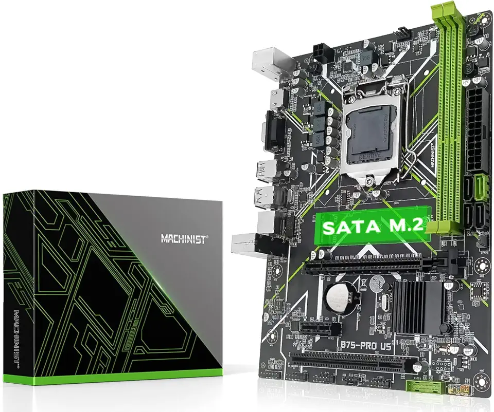 MACHINIST Placa mãe Intel LGA 1155, placa-mãe B75 Micro ATX Gaming PC para desktop (Intel 2ª/3ª geração, PCIe 2.0, SATA M.2, PCI, DDR3, SATA 6Gb/s, USB 3.0) para Core i3, i5, i7/Xeon E3 V2/Pentium