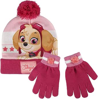 Ensemble Bonnet Et Gants Pat' Patrouille - Skye - Acrylique Polyester - Taille Unique Enfant