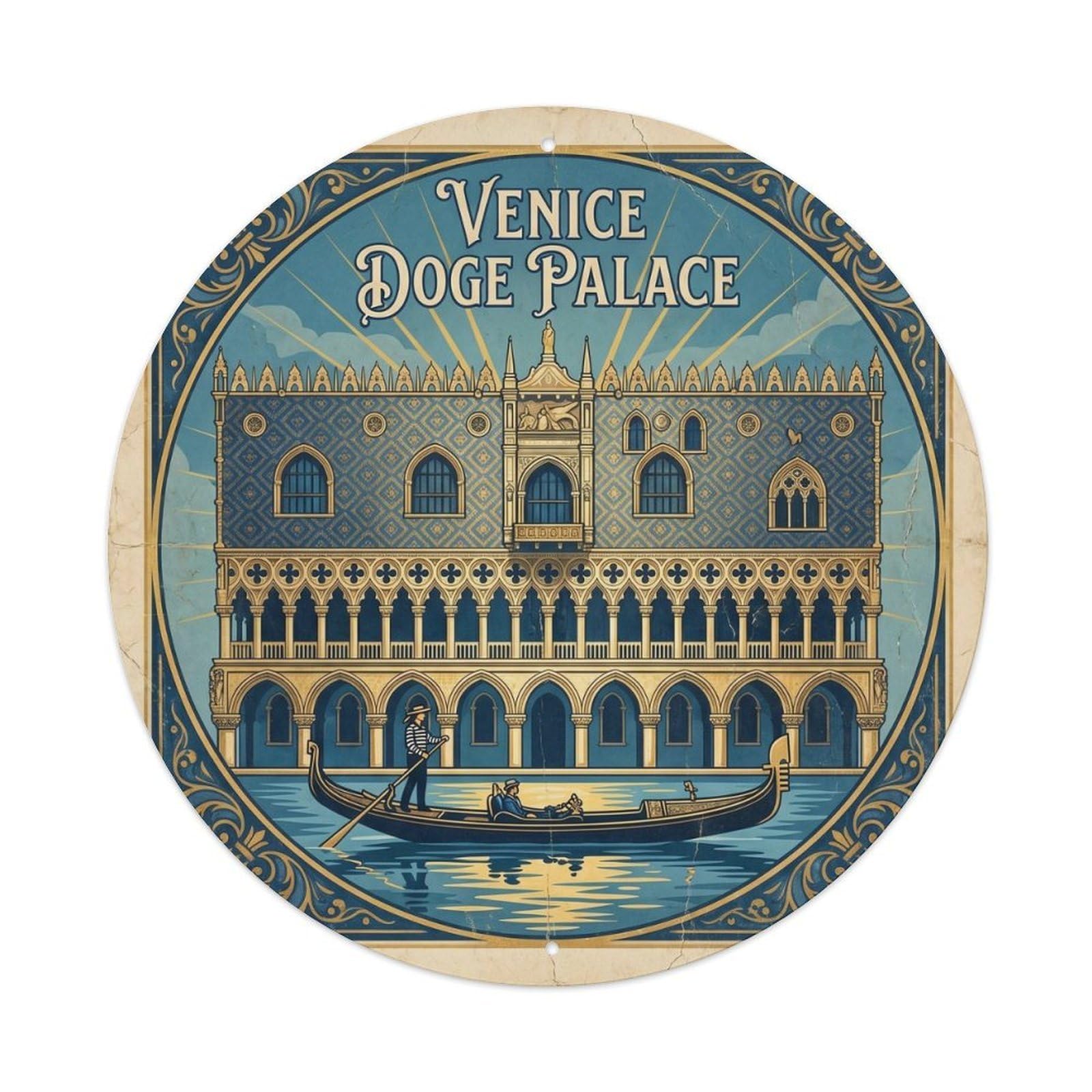 Retro Venice Italy Doge Palace City Landmark Travel Metal Tin Sign