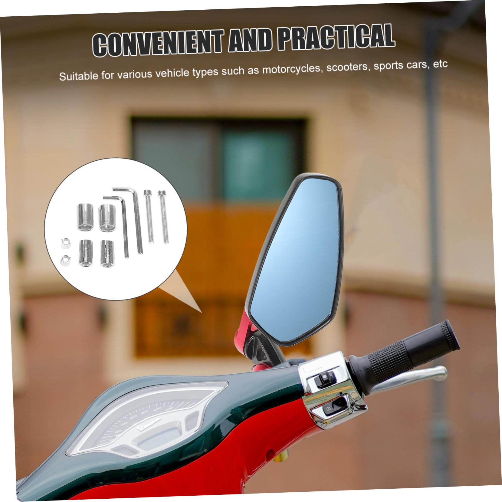Sosoport 1 set Specchietti Retrovisori per con Design per Scooter e Biciclette Resistente e Affidabile Funzionali