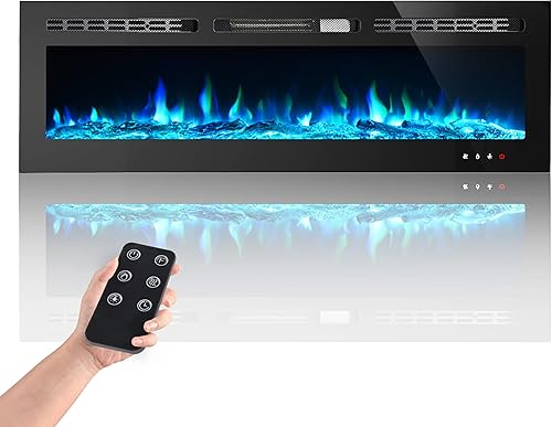 Miniatura 8 de Inserto de chimenea eléctrica empotrada de 60 pulgadas 9 niveles de brillo de llama ajustable ahorro de energía calentador eléctrico de chimenea con