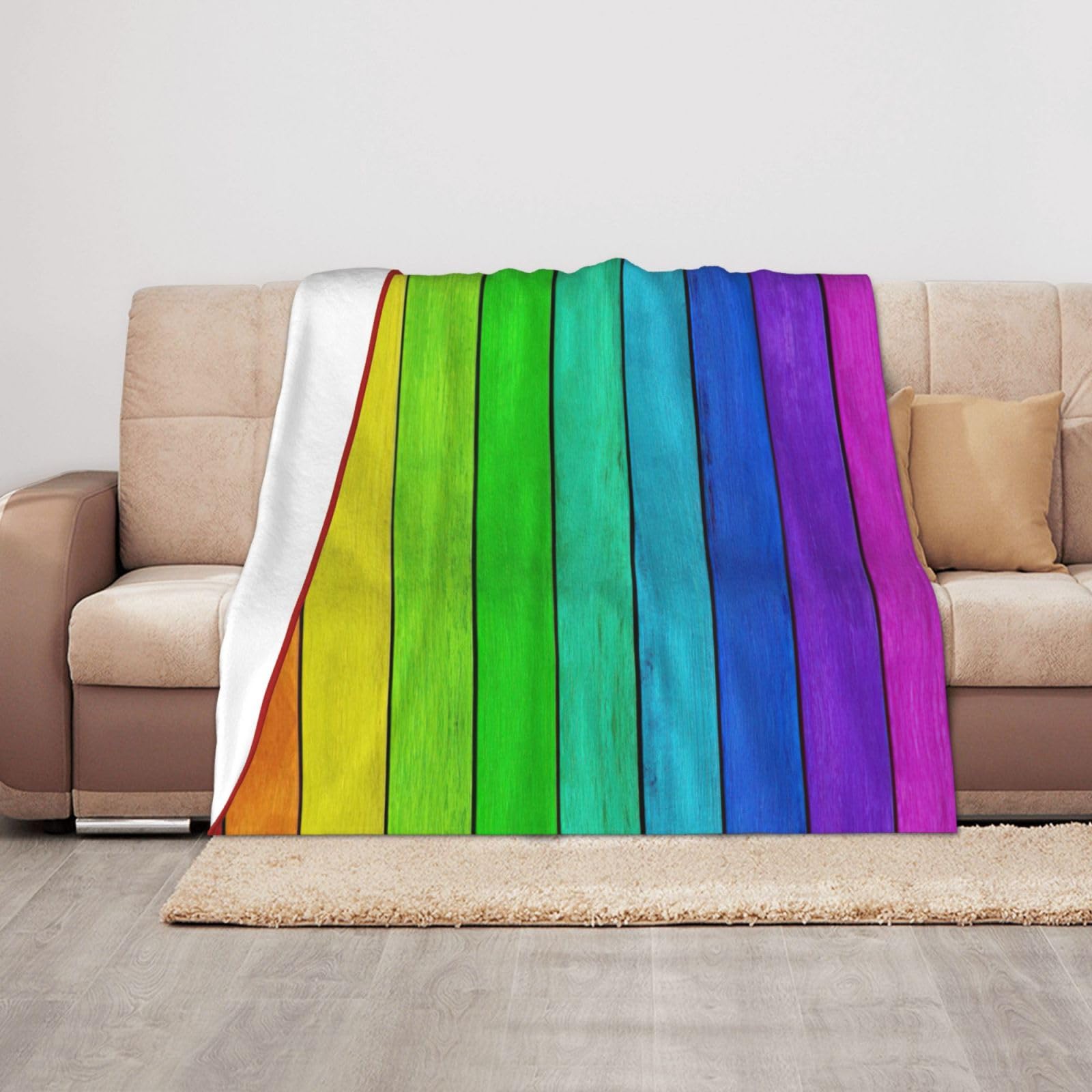 Couverture douce et chaude de voyage arc-en-ciel plaid 127x101 cm