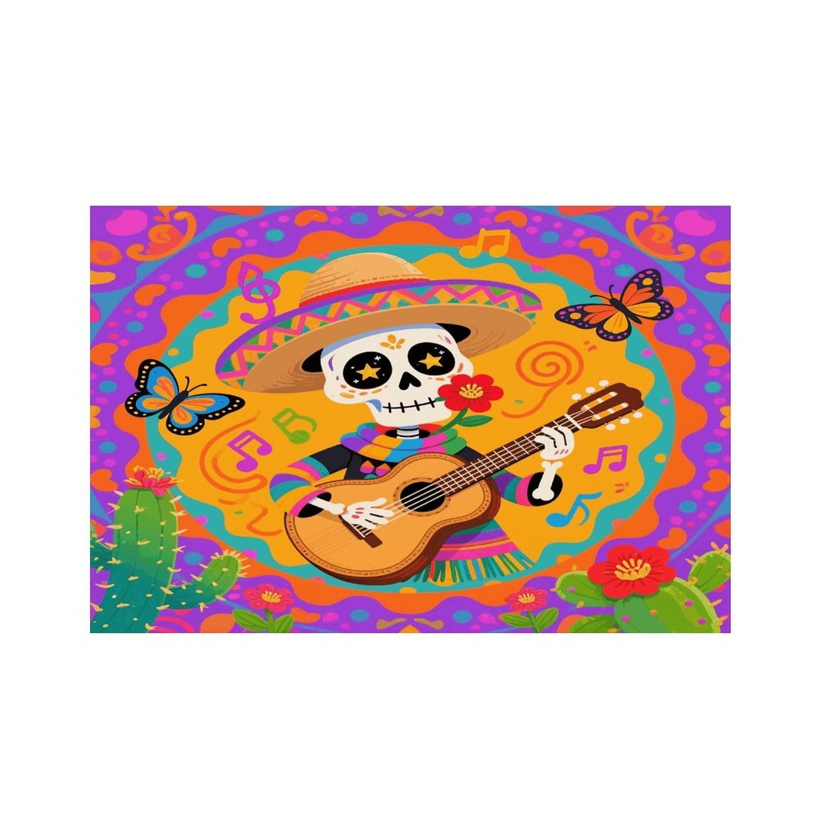 Sugar Skull Placemats Heat Resistant Non-Slip Place Mats Washable Wipeable Table Mat Kitchen Dining Table Decoration Placemats Indoor Outdoor Place Mats 17.7’’×11.8’’