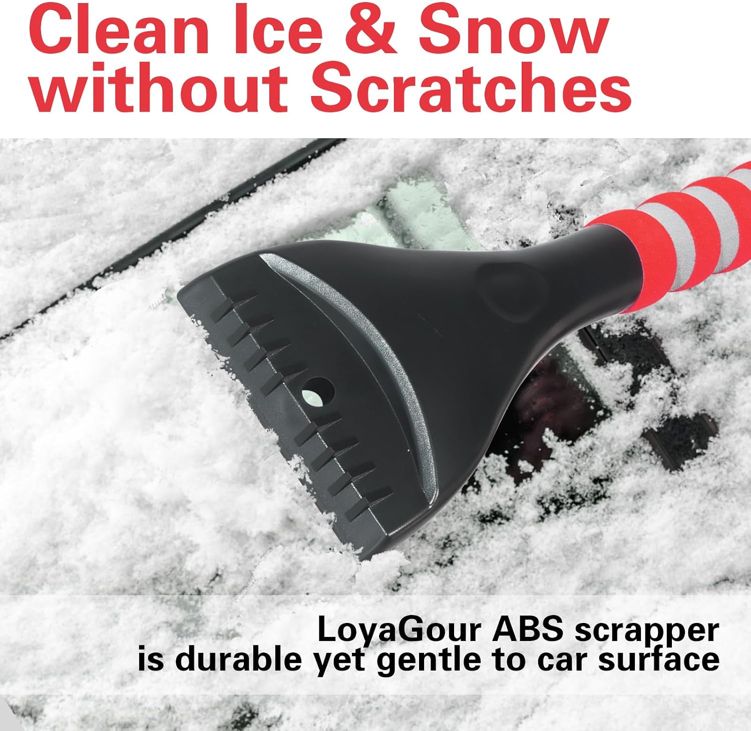 Snow Brush and Ice Scraper for Car Windshield,26.4" Window Scraper Deicer for Car SUV and Truck,Ice Scrapers and Brushes 2 in 1,Winter Car Automotive Exterior Accessories(2Pack Red)