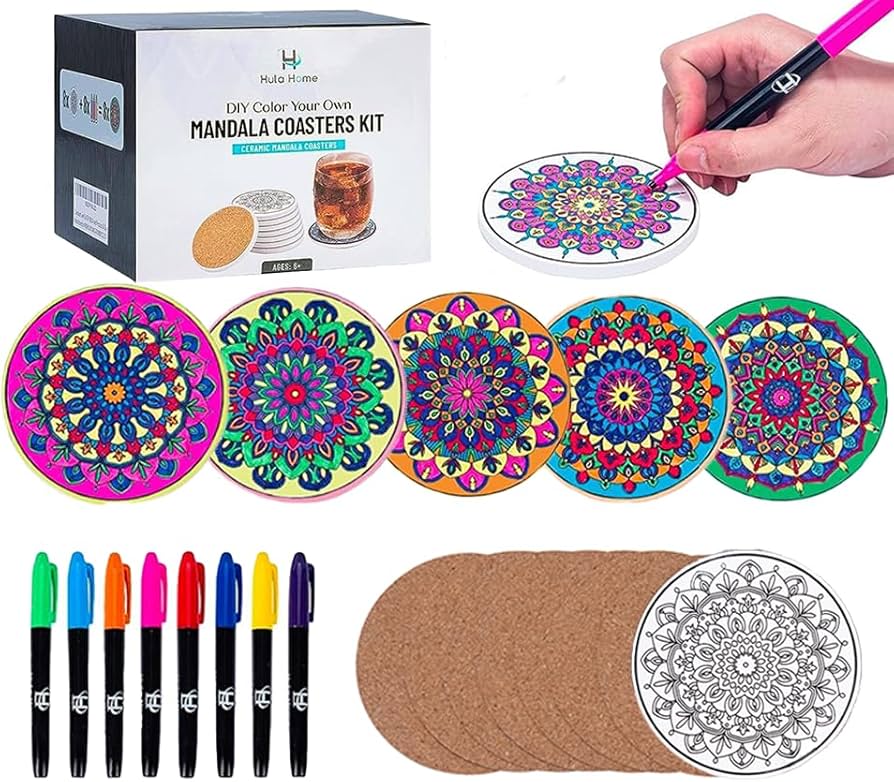 Amazon.com: Hula Home Color Your Own Coaster Mandalas w/Markers