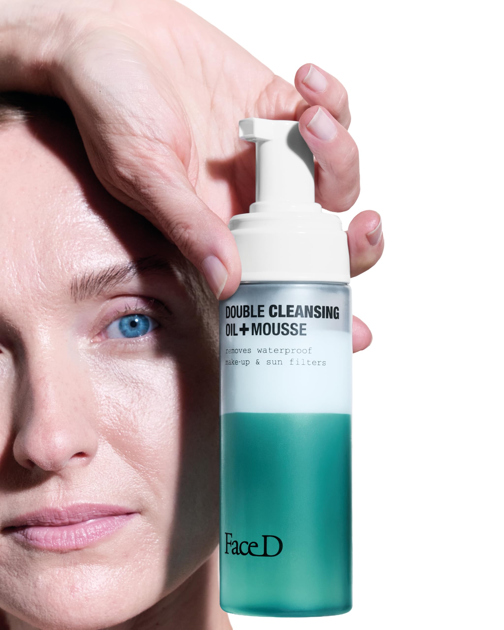 Face D - Double Cleansing, 160 ml, Detergente Viso Bifasico, Olio Struccante + Mousse, Rimuove Trucco Waterproof