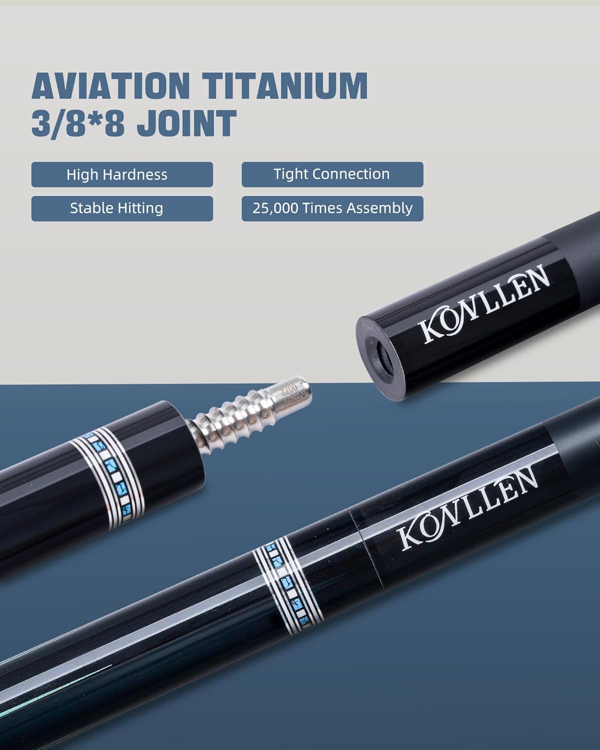 KONLLEN Carbon Fiber Pool Cue 2.0 – 58" Low Deflection Performance Cue for Improved Accuracy & Consistency, 12.5mm Tip, Pro Taper