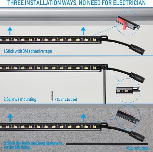 Miniatura 4 de TORCHSTAR Kit de iluminación LED segura 5CCT, regulable (6) barras de luz enlazables de 12 pulgadas, 3000 K3500 K4000 K4500 K5000 K seleccionables,