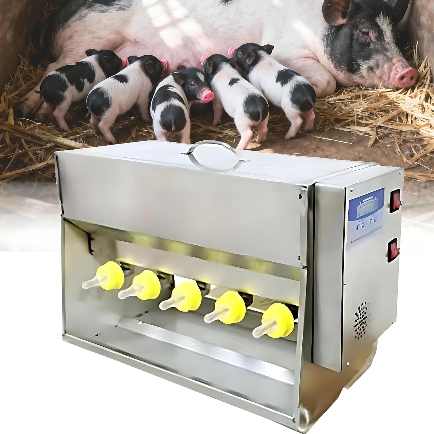 Automatyczny Podajnik Mleka Dla Prosiąt Ze Stali Nierdzewnej O Stałej Temperaturze 15 L/20 L, Silikonowy Smoczek 10/14, Stacja Karmienia Prosiąt, Regulacja Temperatury 0-100℃(Dual-Side10Nipples)