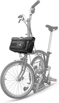 Rhinowalk Brompton Bike Handlebar Bag, 4L Roll-Top with Quick-Release Mount, Convertible Shoulder Bag, Waterproof with Rain Cover Black