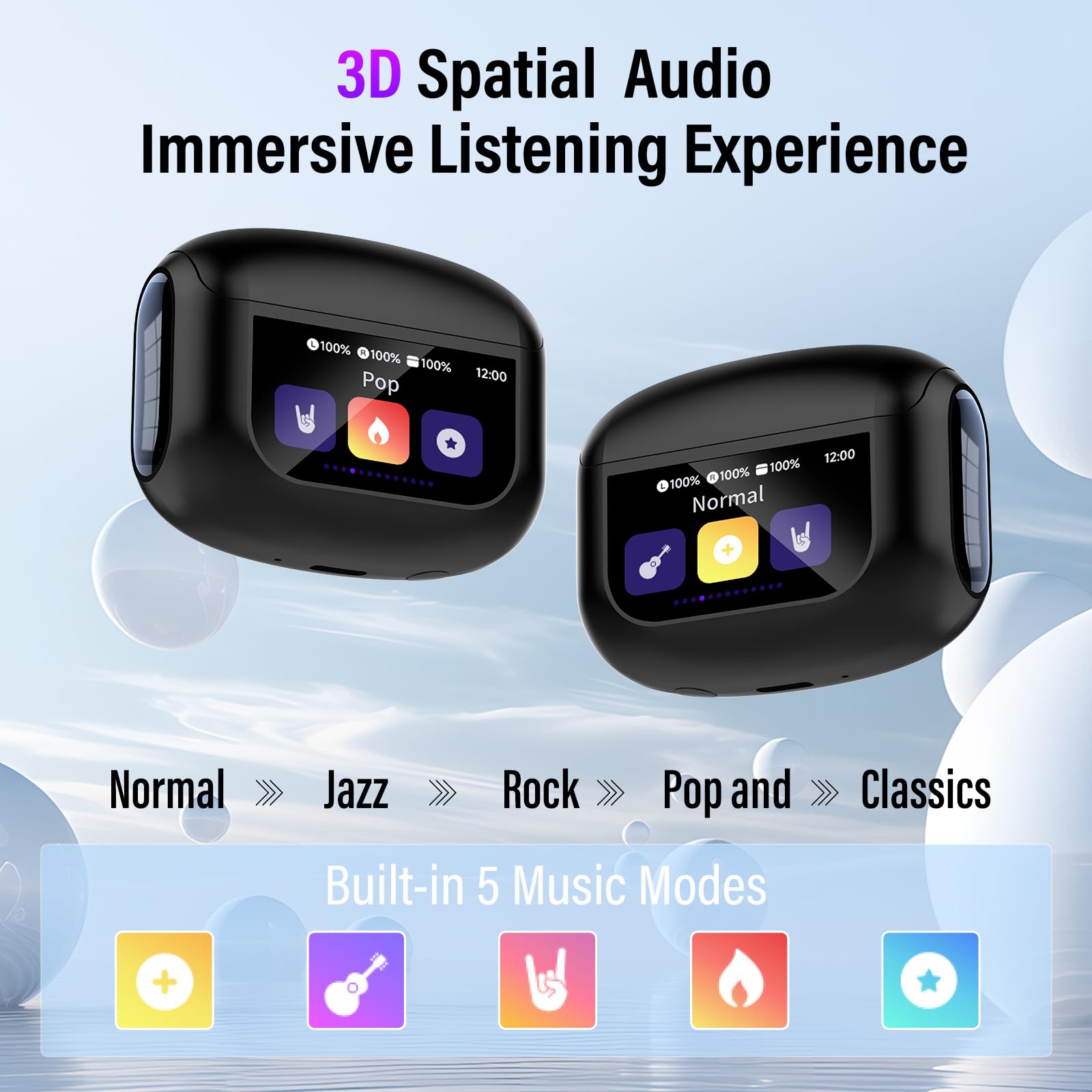 2026 Wireless Earbuds, Bluetooth 5.4 Headphones In Ear with Multifunctional Touch Screen, 48H HiFi Stereo Ear Buds with ANC/ENC Noise Cancelling/Transparency Mode, 5 EQ Modes, IPX7 Earphones for Sport — view 7