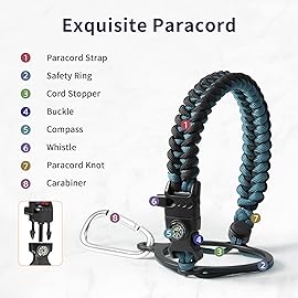 Trebo 24 oz Water Bottle Insulated with Lid and Straw,Double Wall Vacuum Stainless Steel Metal Tumbler Sports Flask with Paracord Handle, Keep Cold 48 Hours Water Cup with 3 Lids, Indigo/Black