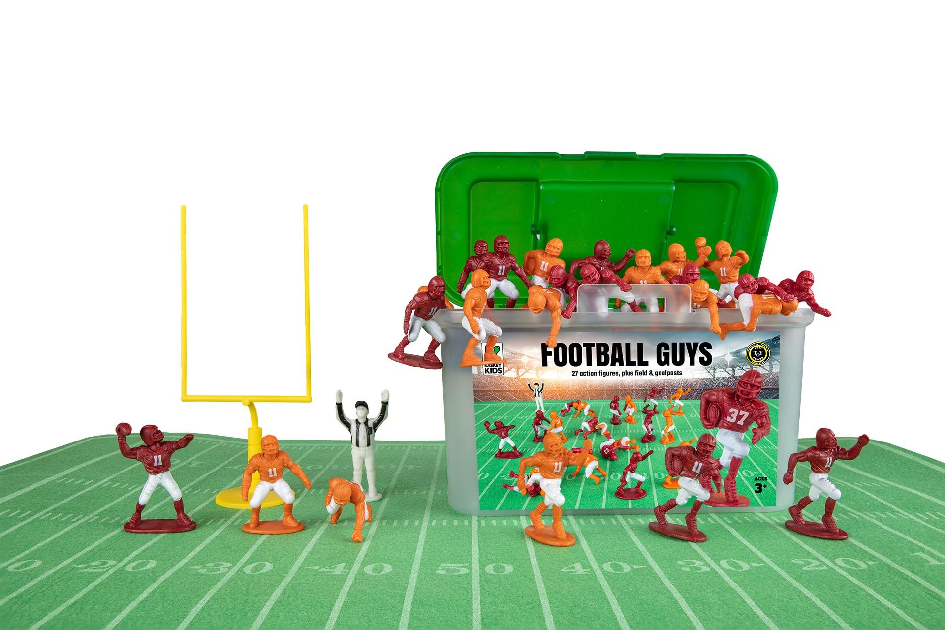 Kaskey Kids Football Guys, Maroon vs. Orange, 30 Pieces in Each Set, Includes 2 Teams, Accessories, and Travel Storage Case, Nostalgic Sports Action Figures for Imaginative Play, Ages 3 and Up