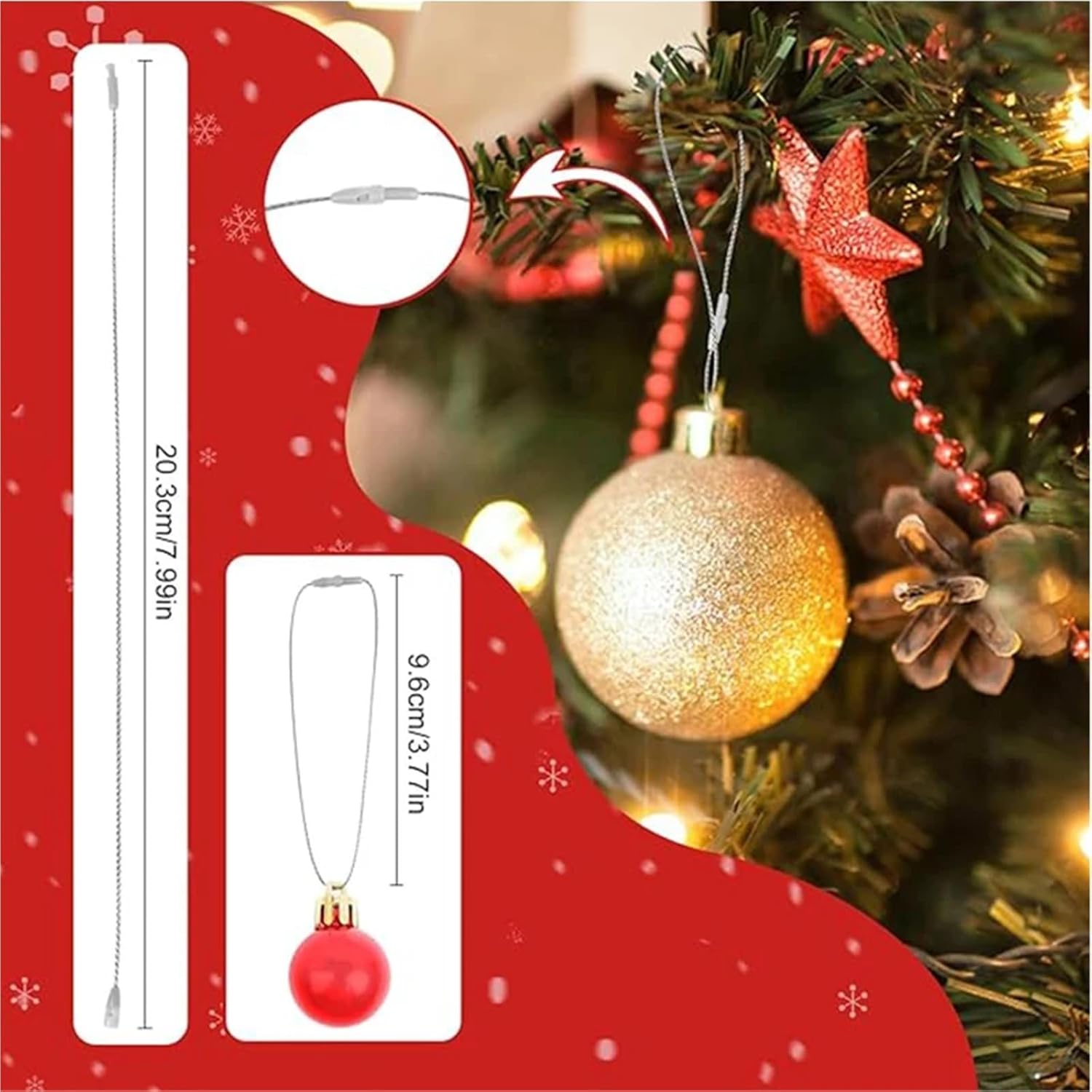 Ornament String 800PCS 20cm Christmas Decoration Balls - Strings/Ribbons/Hooks for Tree & Party(Red)