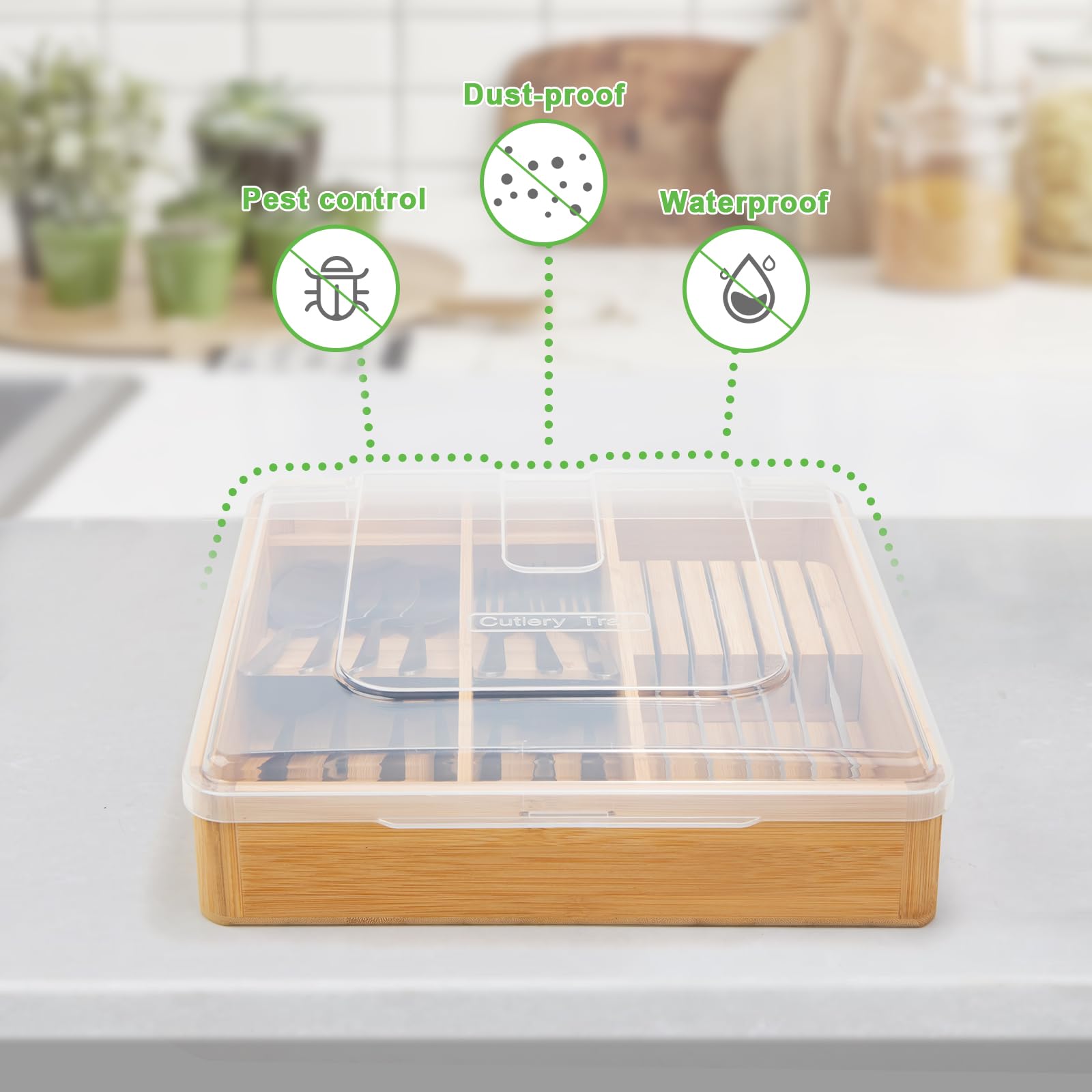 Mendler Cubertería De HWC B93, Cajón Vajilla Buzón, Bambú 5 X 31 X 43 Cm