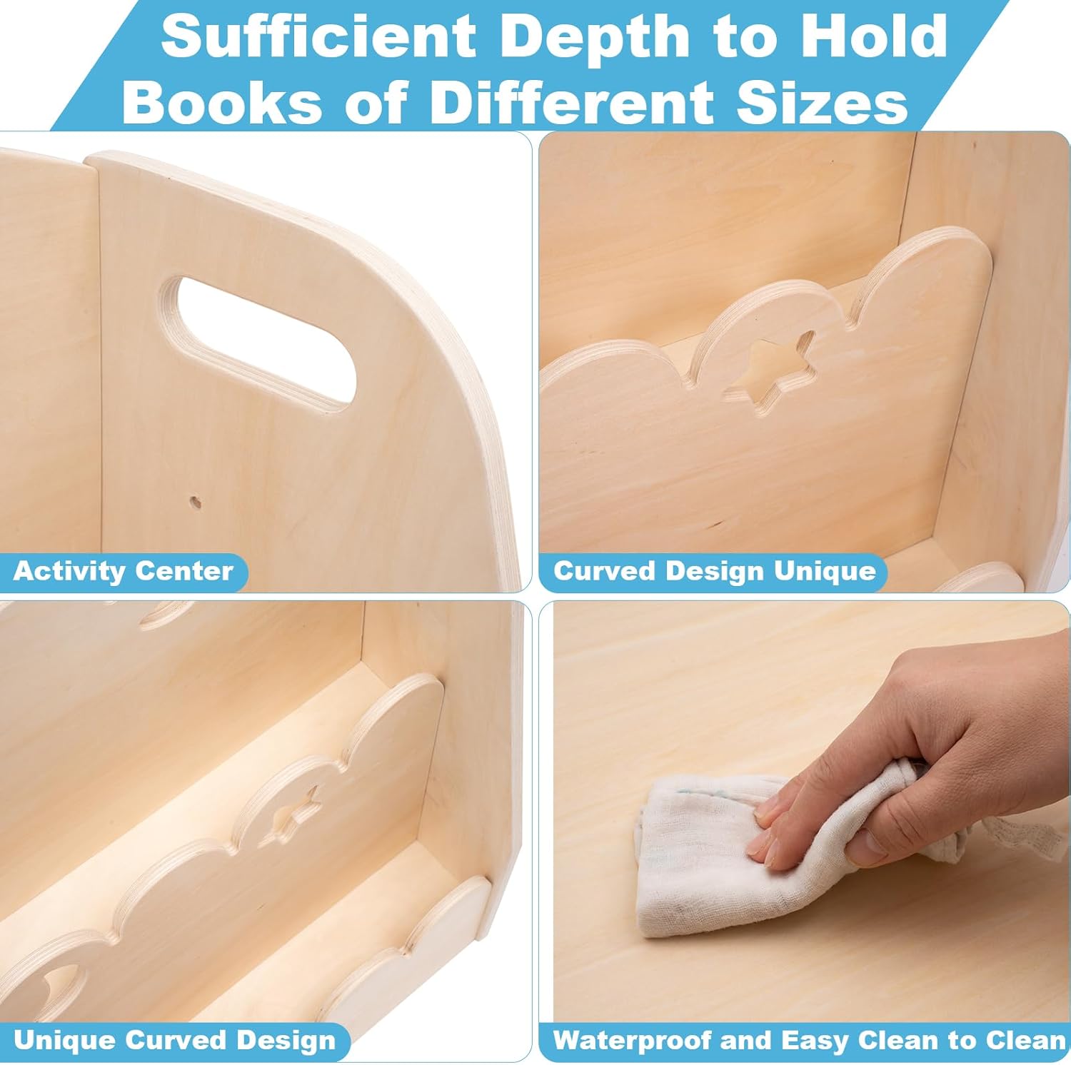 Weihnacht Kids Bookshelf,Toddler Bookshelf with Scalloped Shelves to Show Covers of Books - 3-Tier Montessori Kids Bookcase for Bedroom, Playroom, Nursery, or Classroom