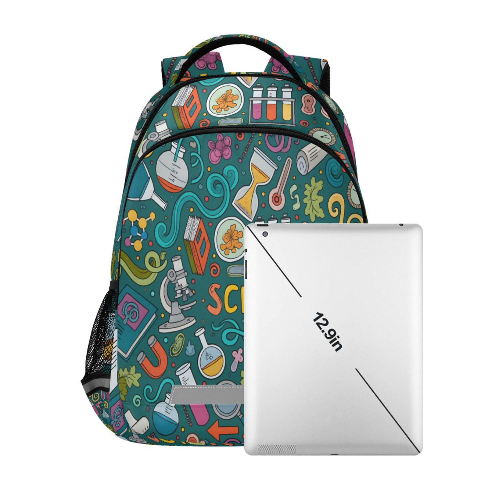 ALAZA Divertente Cartone Animato Carlini Cucciolo Cani Zaini Viaggio Laptop Daypack Scuola Libro Borsa per Uomini Donne Adolescenti Bambini 33, Scienza, one-size, Zaini Daypack