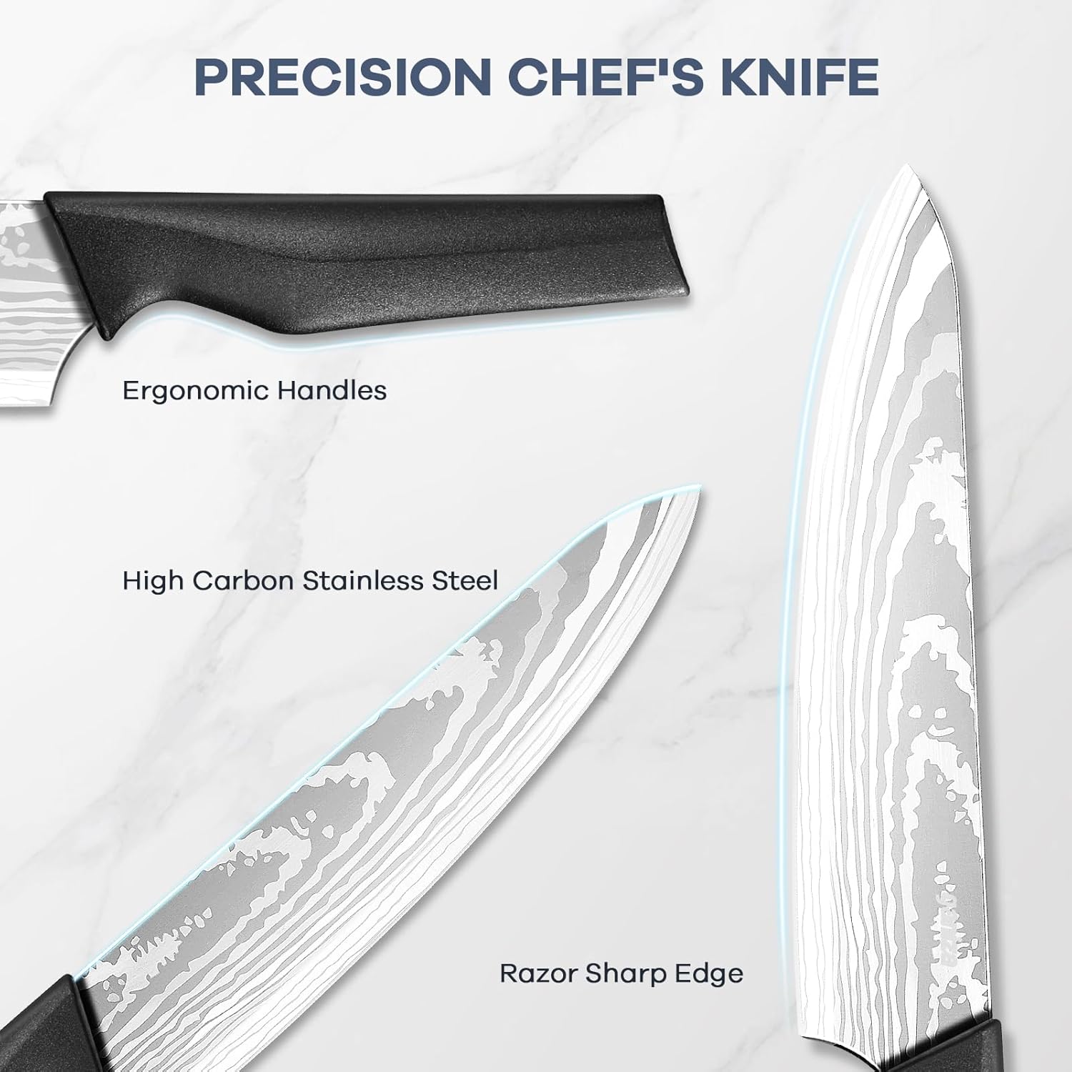 Knife Set, Ganiza 15pcs Knife Set for the Kitchen with Block, Built-in Sharpener, High Carbon Stainless Steel Kitchen knife set with Laser Pattern, Sharp & Rust Resistant