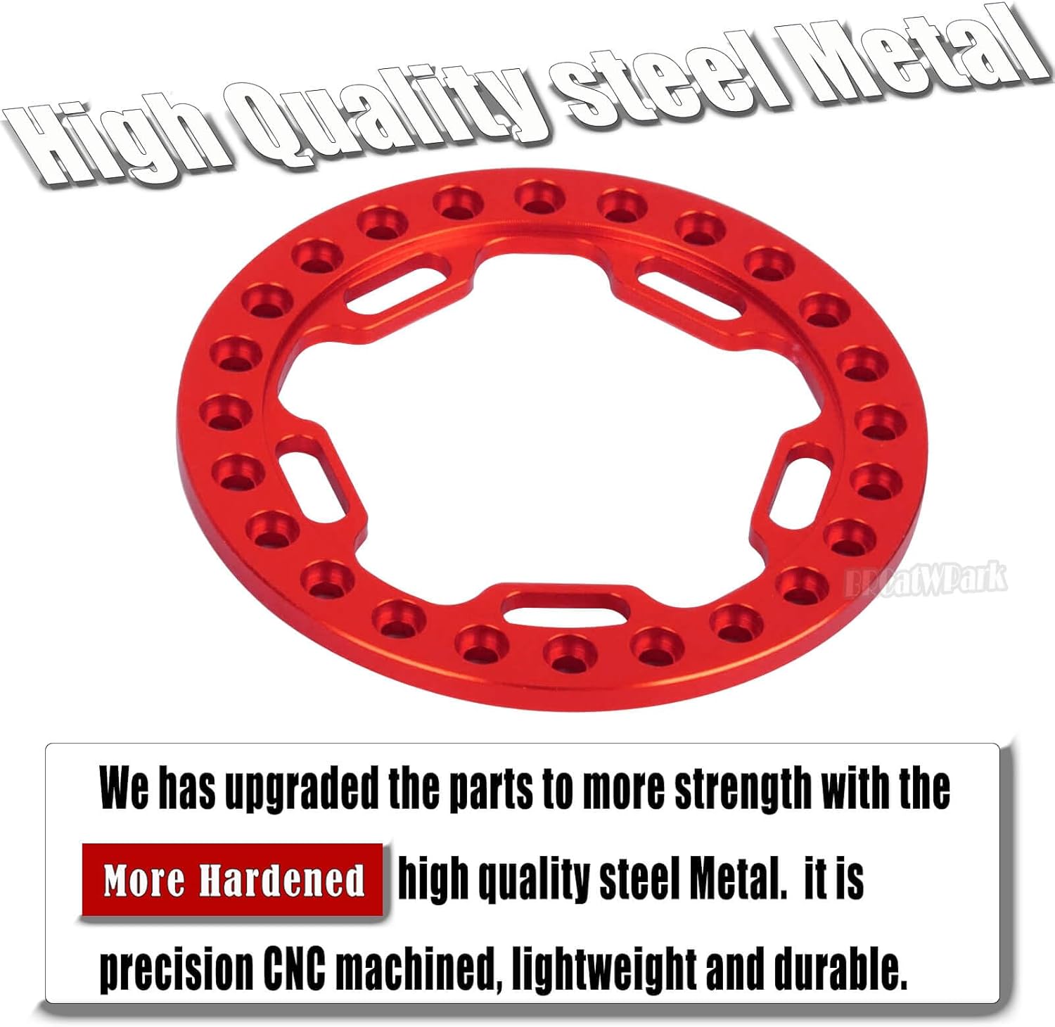 Metal 1.9 Beadlock Wheels Replacement Ring for 1/10 TRX4 SCX10 90046 90047 Crawler RC Car,4Pcs RC 1.9 Beadlock Wheels Replacement Ring,Red