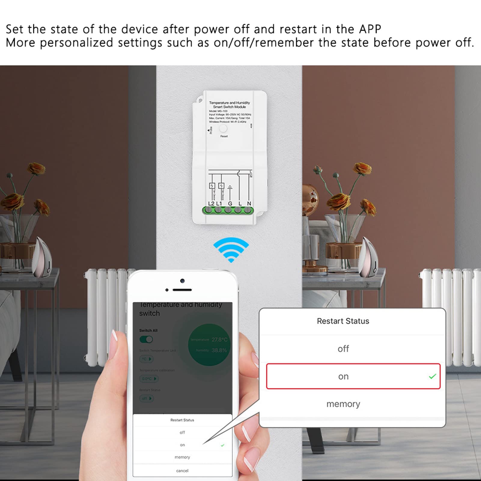 Interruptor De Sensor De Humedad, 90-250 V Smart WiFi Temperatura Humedad Interruptor Módulo Timing App Control Remoto con Sondas Detección De Humedad para Terrario De Invernadero De Setas
