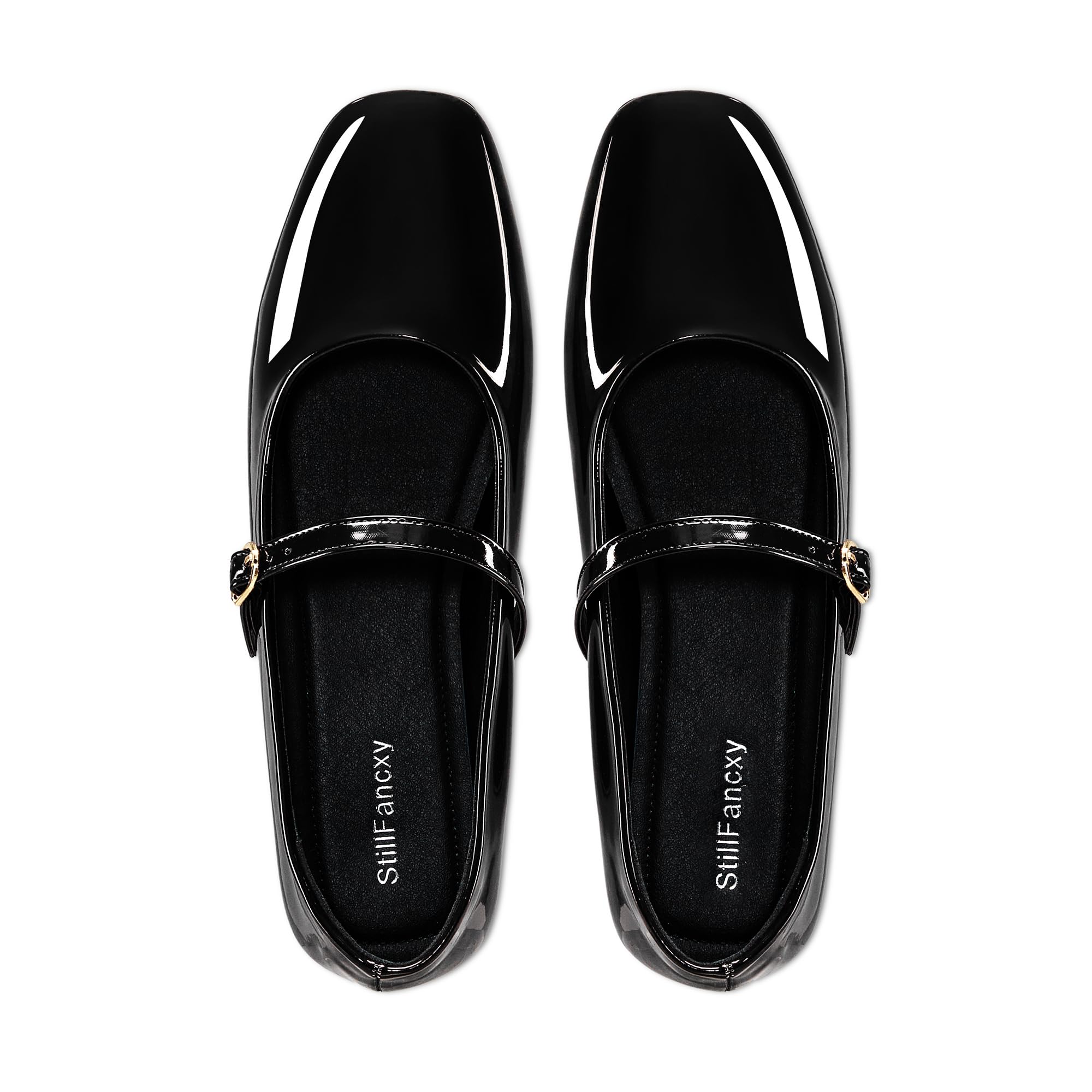 Photo 1 of Women's Mary Jane Flats Ballet Flat Dressy Comfortable Slip on Shoes | Daily Comfort, Unique Mary Jane, Pearlized Leather, Slip-On, Easy Match, Non-Slip Cushion, All Seasons Black Patent