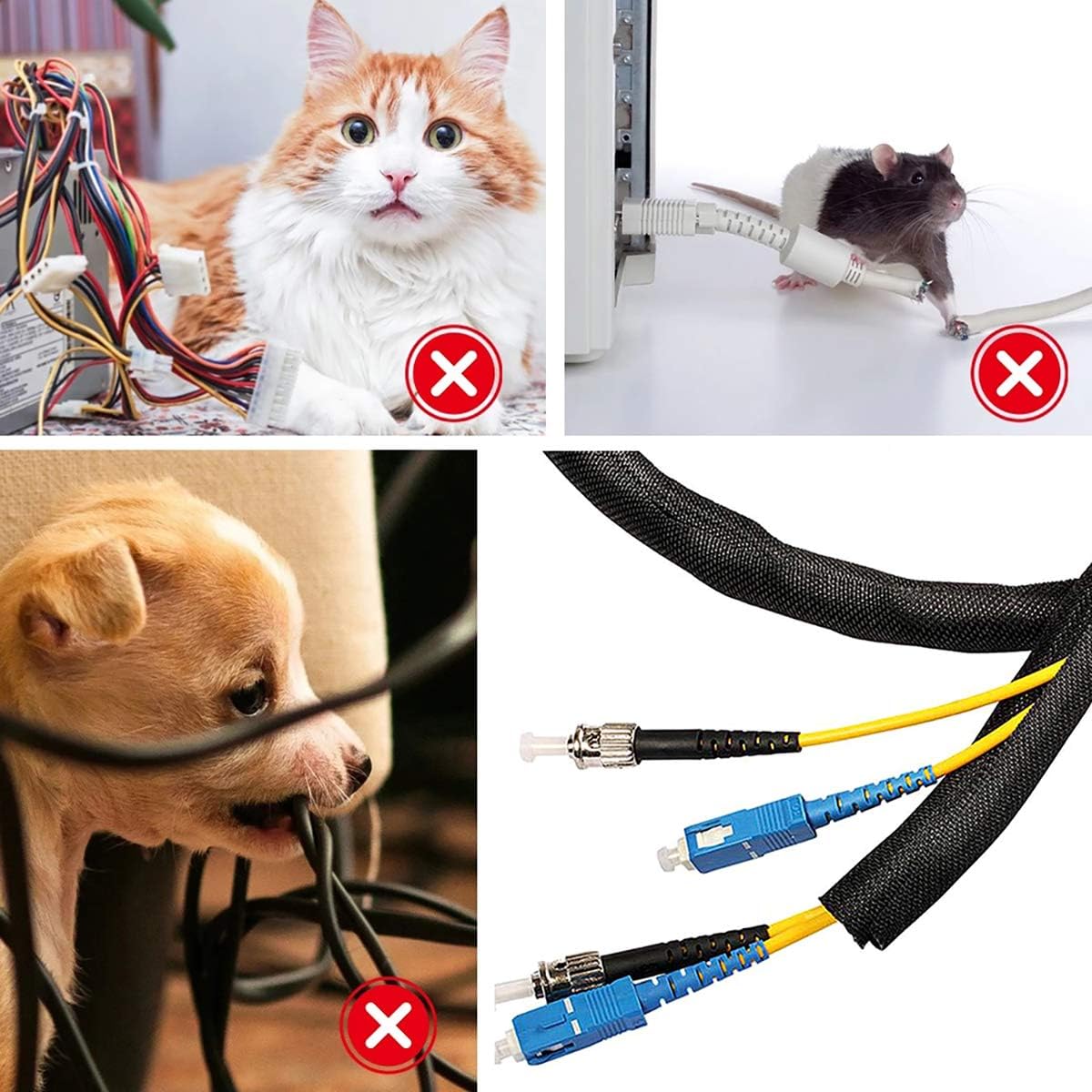 10ft x 0.51 inch Black PET Expandable Braided Cable Sleeve, Wire Loom Tubing Cable Sleeve for Cable Management and Protection