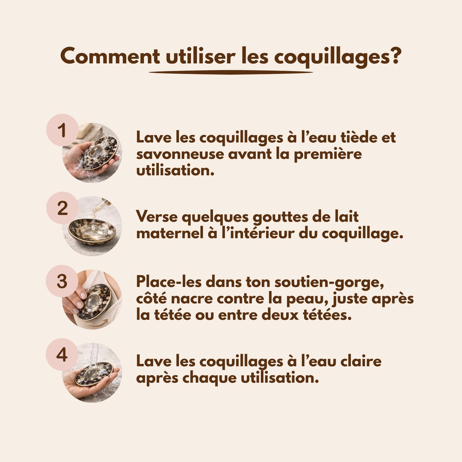 Coquillages d’Allaitement en Nacre Naturelle – Protège Mamelons Allaitement – Soulage Crevasses & Irritations – Réutilisables – Tailles S/M/L – Néanacré (M) (M)