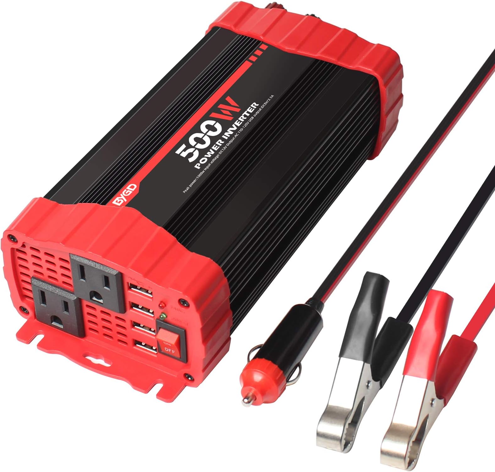 BYGD 500W Power Inverter, Car Power Inverter DC 12V to 110V