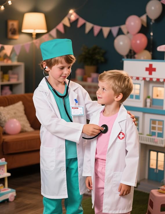Gortykor Kids Doctor Costume Doctor Lab Coat for Boys Girls 3-10 Halloween Career Day Dress Up