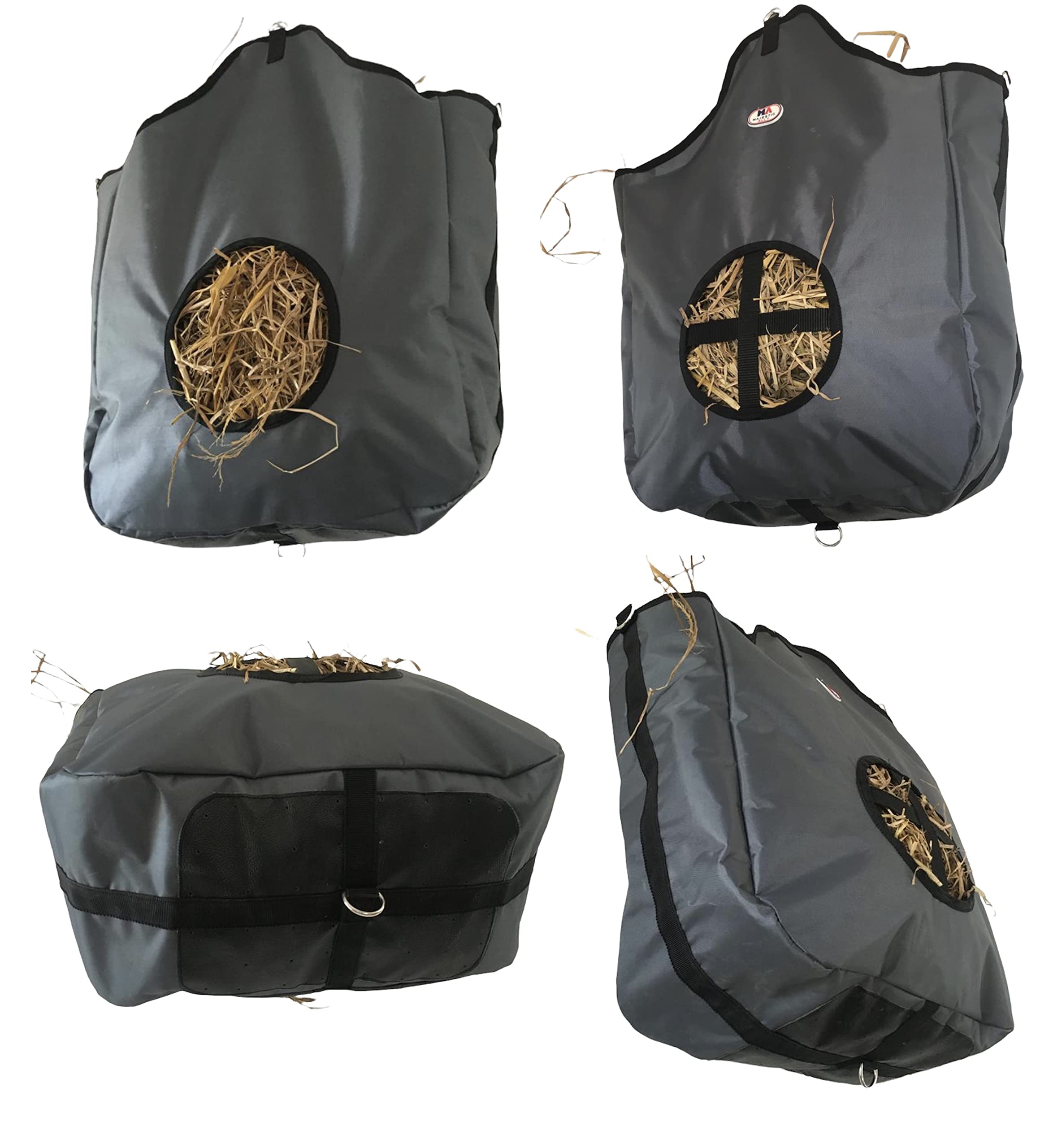 Sac fourre-tout en nylon pour cheval et chèvre gris foncé avec fond ventilé