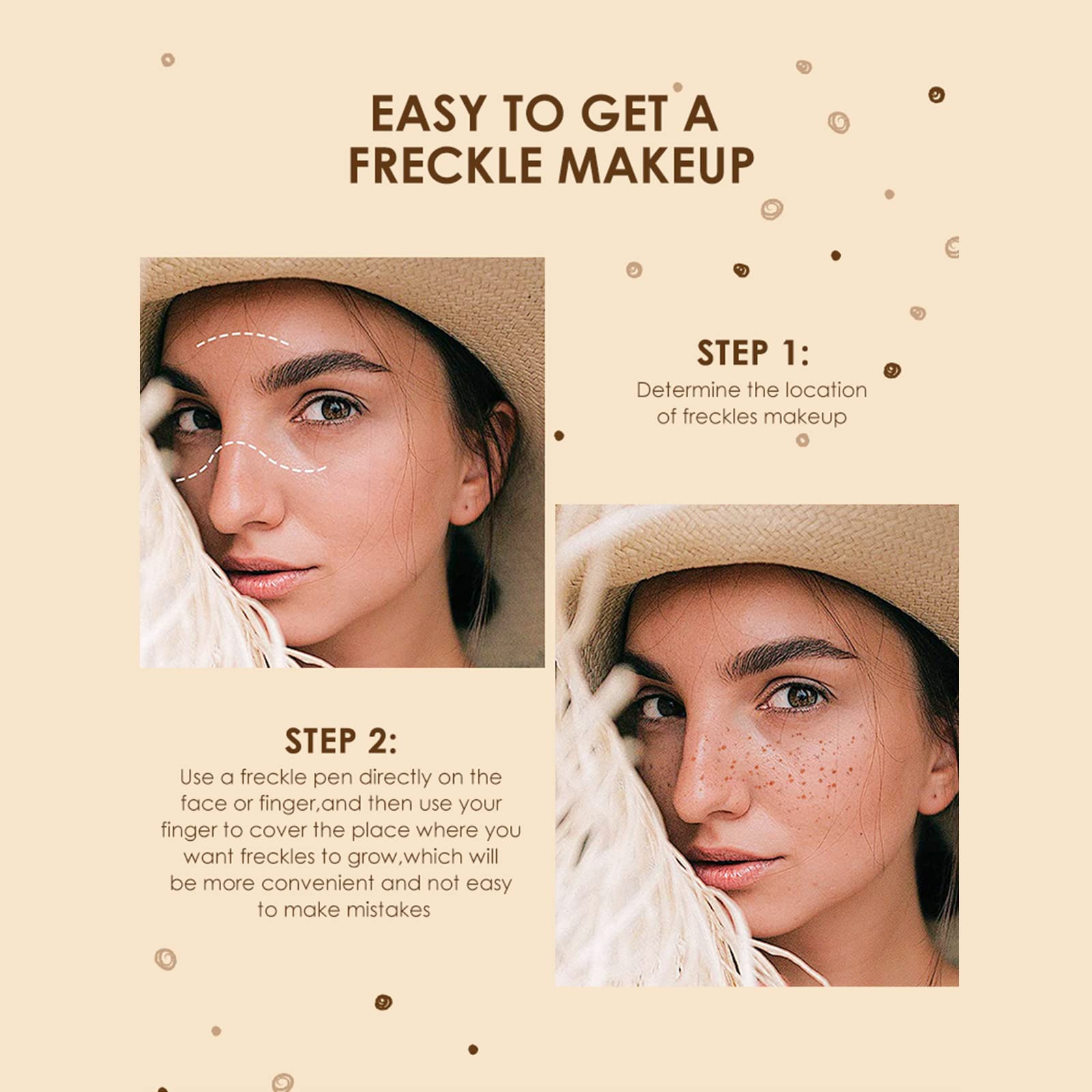 Freckles Pen, Impermeabile, Facile da Colorare, Penna a Punti Morbida, Penna per lentiggini a Simulazione Naturale Penna per lentiggini per Trucco a Lunga Durata Impermeabile (01)