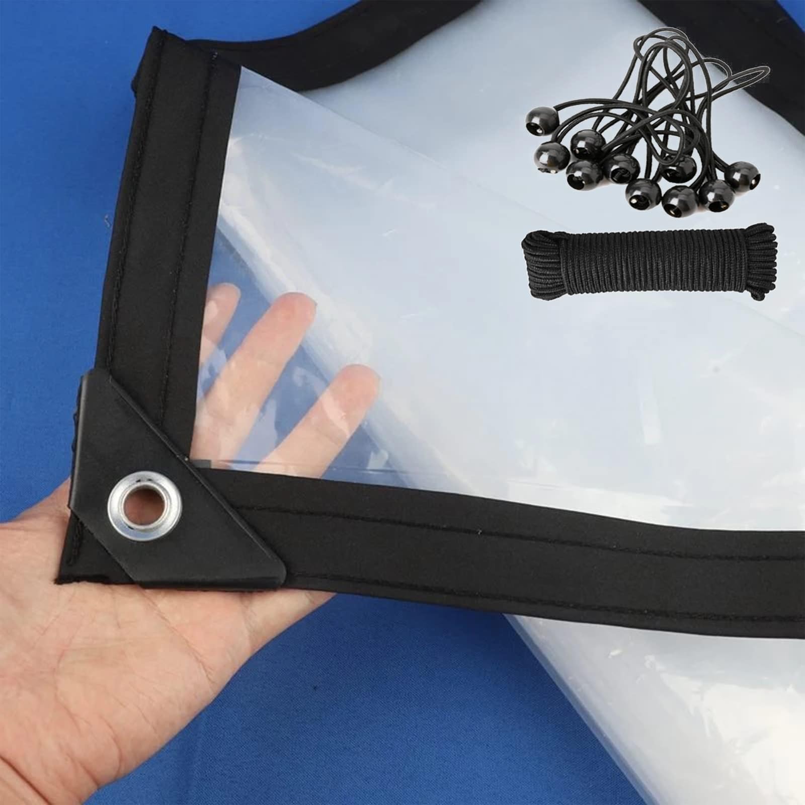 Bâche imperméable transparente souple en vinyle durable avec œillets