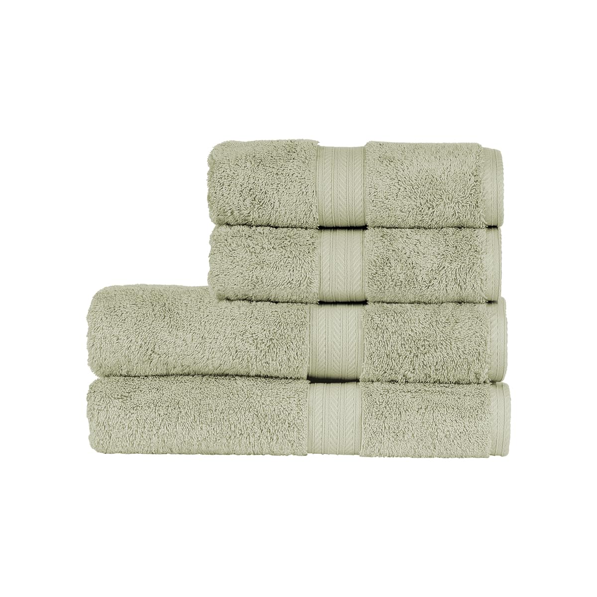 Christy Renaissance 4 Piece Towel Set | Thyme Green | 100% Egyptian Cotton Pile | Luxuriously Soft and Super Absorbent | 675 GSM | 2 Bath Towels 2 Hand Towels