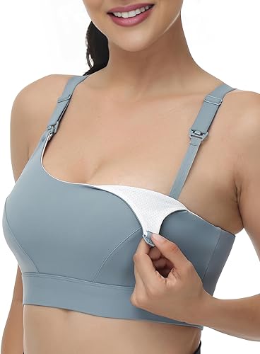 HOFISH Nursing Bras for Breastfeeding Nursing Sports Bra with Support Racerback Maternity Bra Medium Impact