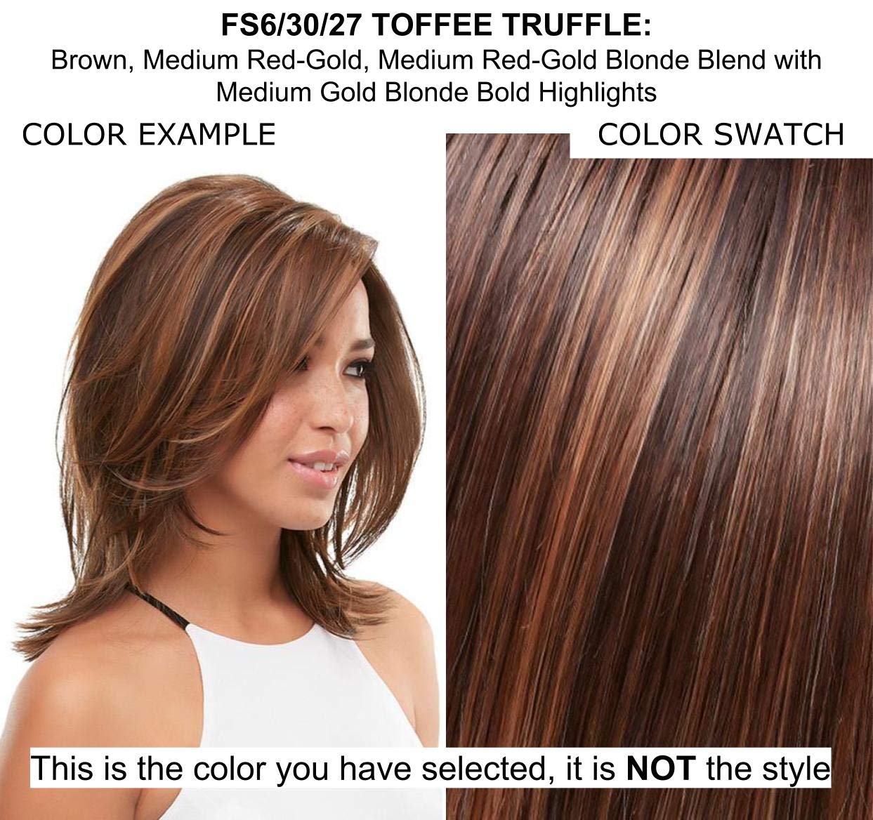 Bundle - 4 Items: Top Wave 12" Hairpiece Wig by Jon Renau, Christy's Wigs Q & A Booklet, 2oz Travel Size Wig Shampoo & Wide Tooth Comb - Color: FS6/30/27