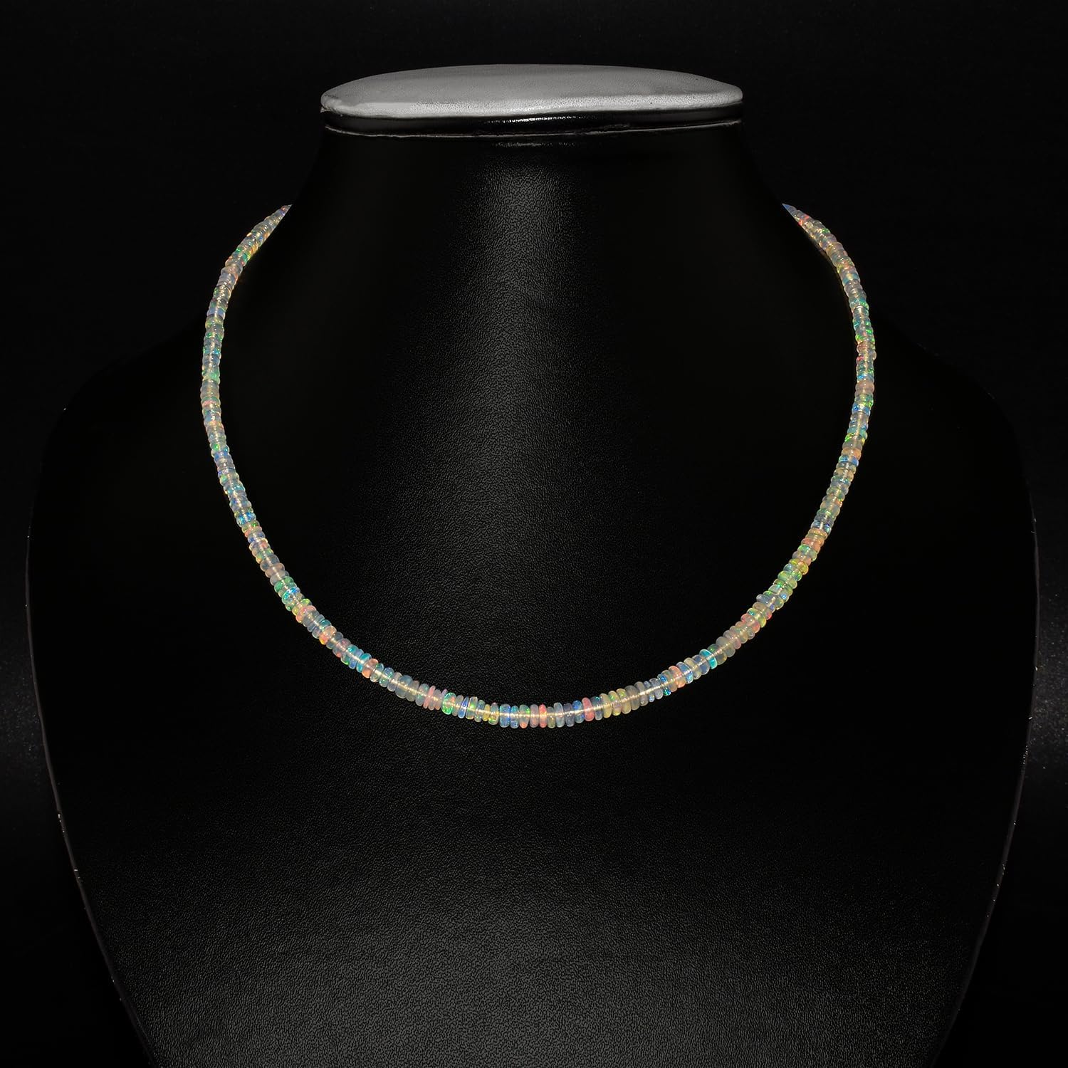 InfinityGemsArt Natural Ethiopian Fire Opal Choker Necklaces For Women, Gemstone Beads, Dainty October Birthstone, Healing Crystals Gift Jewelry in 925 Sterling Silver Chain 18 inch - Image 2