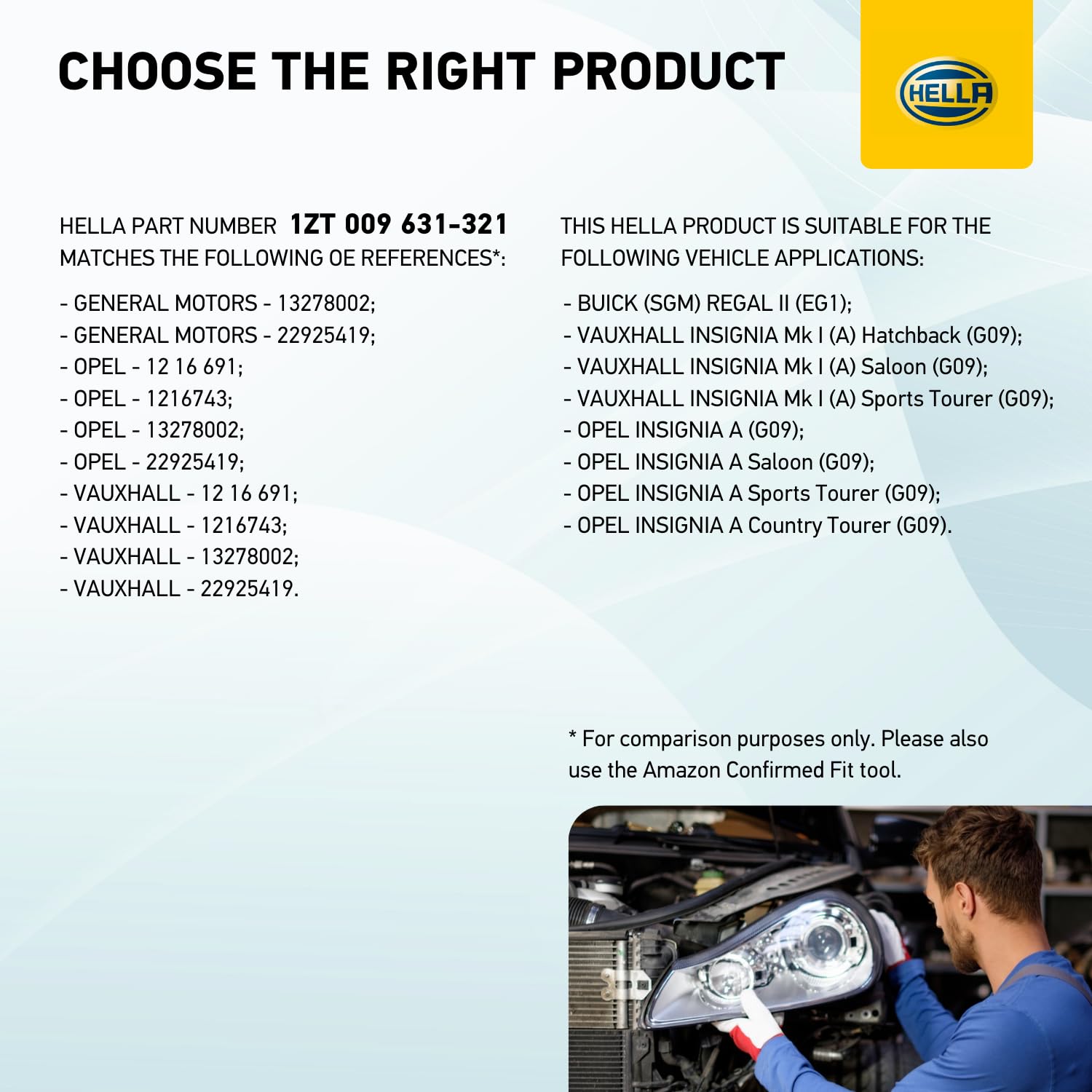 HELLA 1ZT 009 631-321 Bi-Xenon Scheinwerfer - Opel Insignia A Sports Tourer (G09) - CCC/ECE - für Rechtsverkehr - rechts