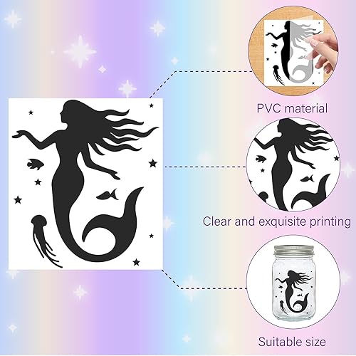 Miniatura 9 de CREATCABIN 24 piezas de siluetas de Halloween, decoración de tarros de albañil, farol de bruja, recortes láser, decoraciones de plástico para