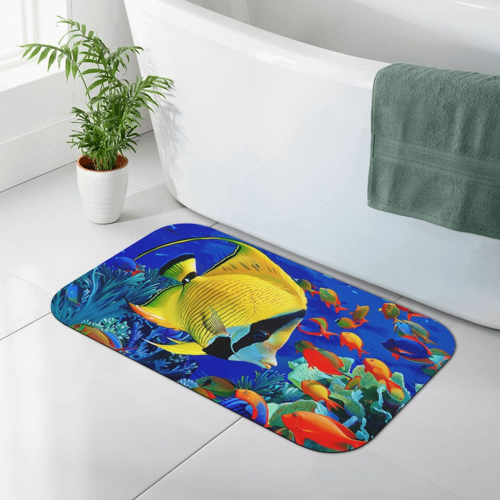 Tapis de salle de bain poissons tropicaux pour sortie de douche