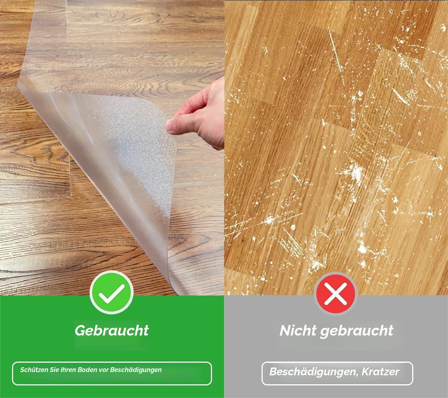 ShareWin Bürostuhl Unterlage 120x75cm - Bodenschutzmatte Bürostuhl & Schreibtischstuhl Unterlage mit Antirutsch - Halbtransparente Bodenmatte Bürostuhlunterlage für Holz-, Fliesen- & Hartböden