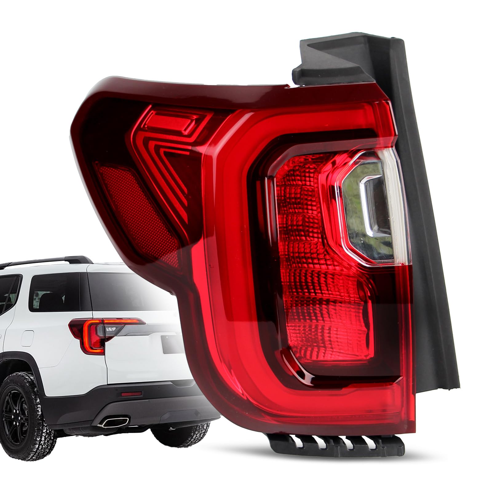 LED Tail Lights Compatible with 2020 2021 2022 2023 GMC Acadia SL/SLE/SLT/Denali Taillights Chrome Trim Rear Outer Tail Light Assembly GM2800316 84817347 (Left Driver Side)