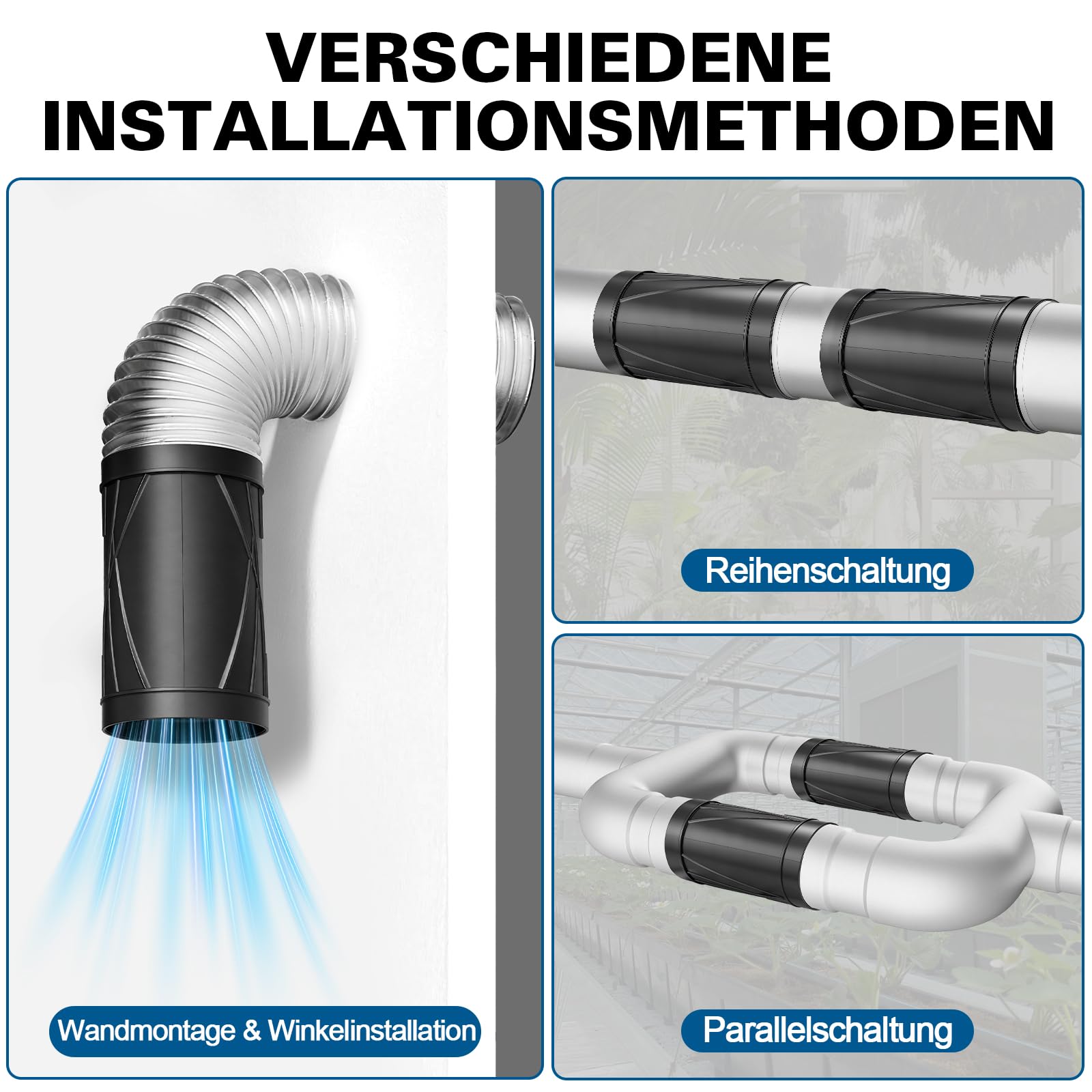 Regelbar Rohrventilator 100mm, EC Motor Inline Abluftventilator 222 m³/h | Rohrlüfter Kanalventilator 4500 RPM mit Drehzahlregler, EU-Stecker, 3m Kabel für Grow-Zelte, Gewächshaus, Badzimmer, Garage